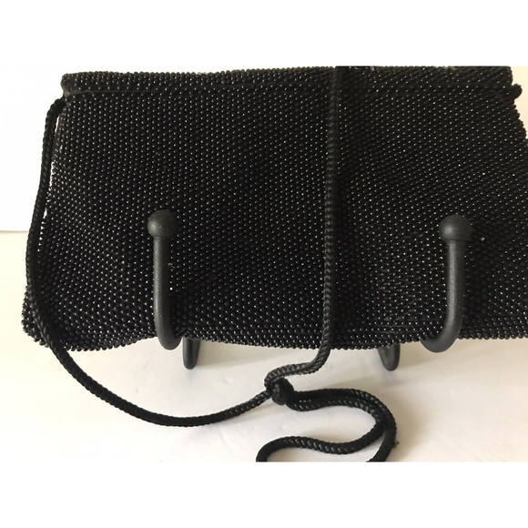 Vintage Black Beaded Holiday Fair Purse 9 1/2” X 5 1/2” Snap Closure - Picture 4 of 5